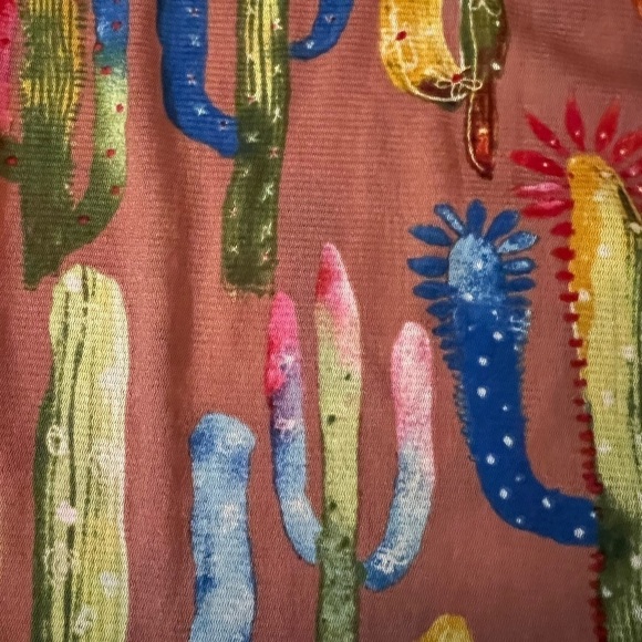 L & B LUCKY & BLESSED COLORFUL CACTUS SHEER KIMONO SIZE MEDIUM - Picture 9 of 9